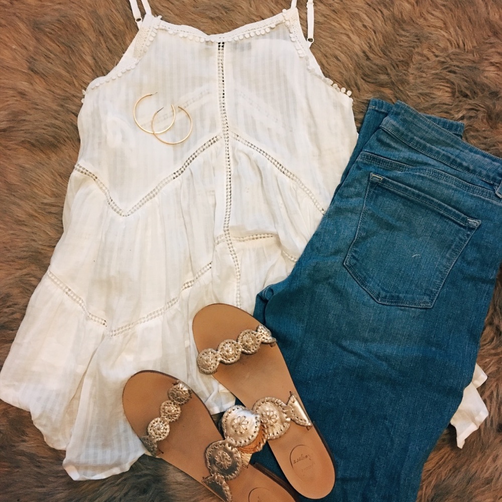 NWT White Sheer Boxy Cut Tank Top